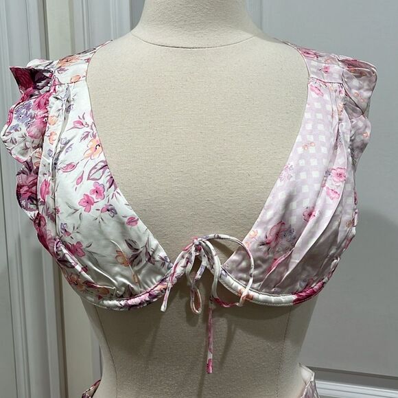 New! For Love and Lemons Taylor Floral Pink set Size Medium Top & Skirt - Picture 4 of 14